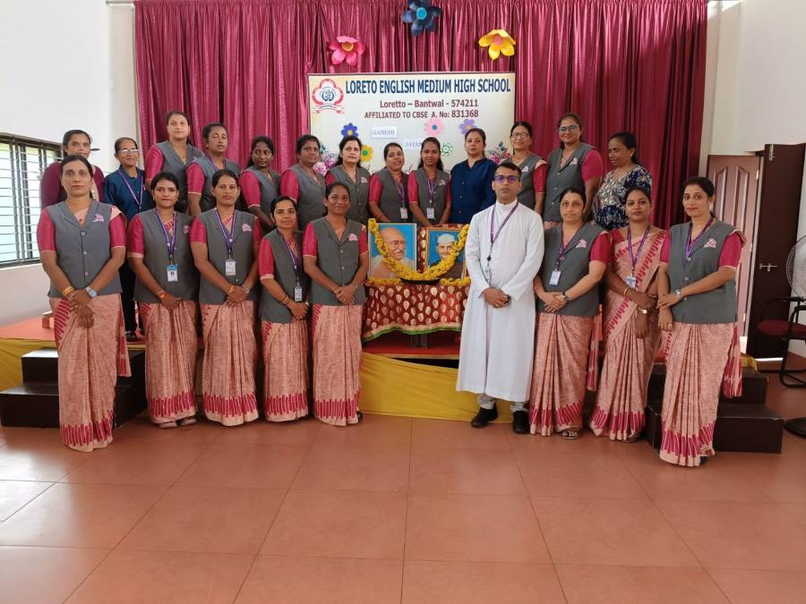 Honoring the Legacy of Mahatma Gandhi: A Solemn Gandhi Jayanti Observance at Loreto English Medium High school.